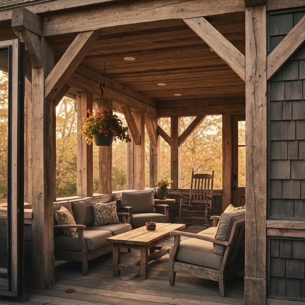 Modern porch enclosure with glass panels and cozy furniture in a Canadian setting
